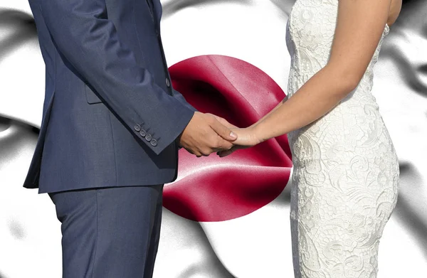 Marito Moglie Che Tengono Mano Fotografia Concettuale Del Matrimonio Giappone — Foto Stock