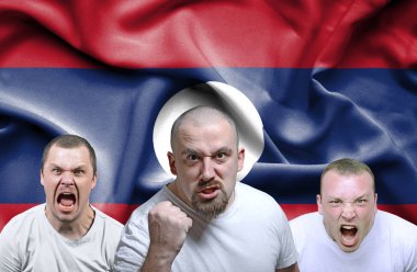Laos 'lu kızgın adamların kavramsal görüntüsü