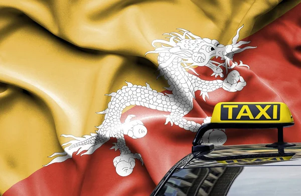 Imagen conceptual del servicio de taxi en el país de Bután —  Fotos de Stock