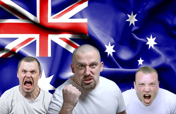 Концептуальний образ розгніваних чоловіків з Австралії — стокове фото
