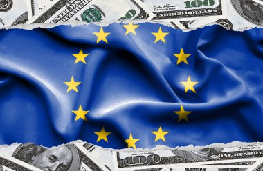 Ulusal çapta Amerikan para biriminin banknotlarıyla finansal konsept 