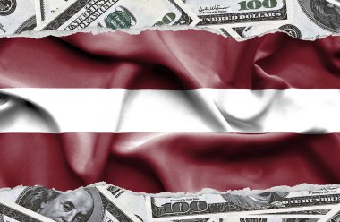 Ulusal çapta Amerikan para biriminin banknotlarıyla finansal konsept 