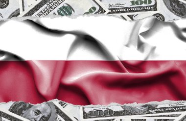 Ulusal çapta Amerikan para biriminin banknotlarıyla finansal konsept 