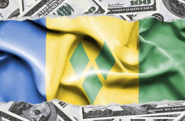 Ulusal çapta Amerikan para biriminin banknotlarıyla finansal konsept 