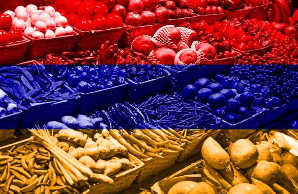 Variety Fresh Fruits Vegetables National Flag Armenia — Stock Photo, Image