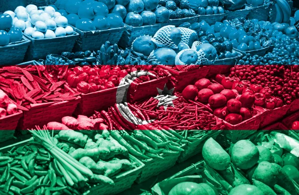 Variety Fresh Fruits Vegetables National Flag Azerbaijan — Stock Photo, Image