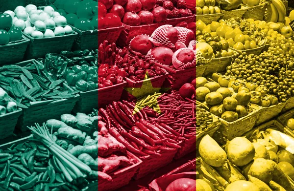 Variedad Frutas Hortalizas Frescas Frente Bandera Nacional Camerún —  Fotos de Stock
