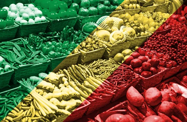Variedad Frutas Verduras Frescas Frente Bandera Nacional República Del Congo —  Fotos de Stock