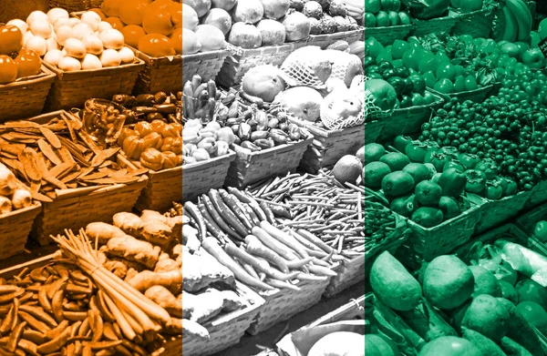 Variety Fresh Fruits Vegetables National Flag Ivory Coast — Stock Photo, Image