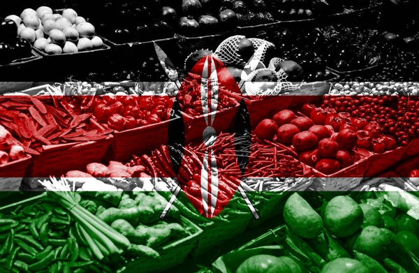 케냐의 국기에 대항하는 과일과 — 스톡 사진