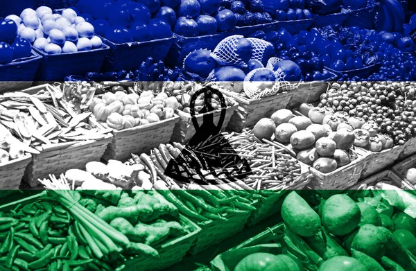 Variety Fresh Fruits Vegetables National Flag Lesotho — Stock Photo, Image