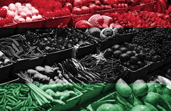 Variety Fresh Fruits Vegetables National Flag Libya — Stock Photo, Image