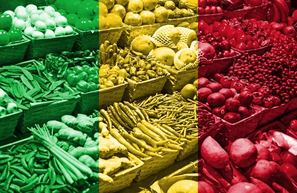 Variedad Frutas Hortalizas Frescas Frente Bandera Nacional Malí —  Fotos de Stock