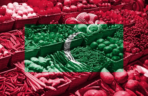 Variety Fresh Fruits Vegetables National Flag Maldives — Stock Photo, Image