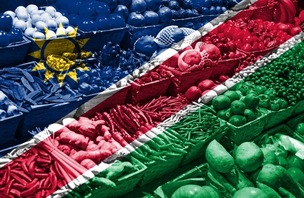 과일과 채소가 나미비아의 국기에 반하여 — 스톡 사진