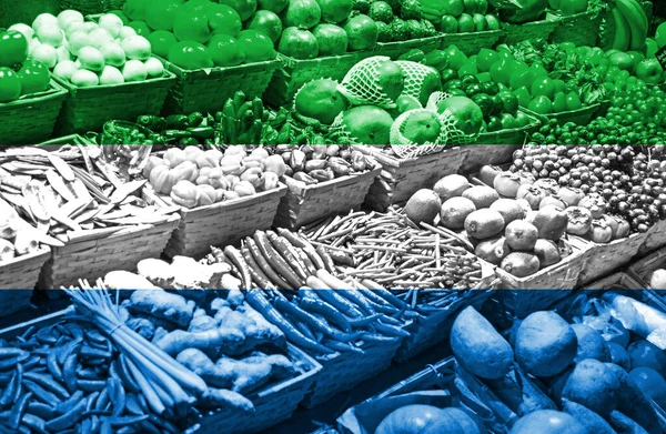 Variety Fresh Fruits Vegetables National Flag Sierra Leone — Stock Photo, Image
