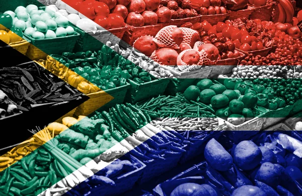 남아프리카 공화국의 국기에 맞서는 과일과 — 스톡 사진