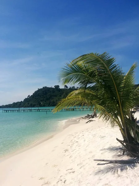 Praia Branca Mar Azul Ilha Paradisíaca Koh Rong Camboja — Fotografia de Stock