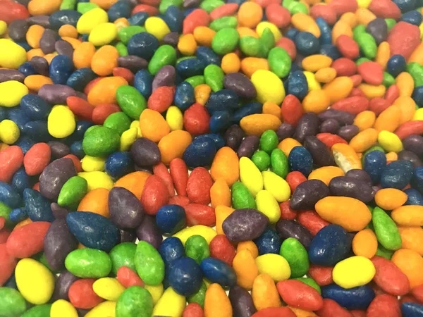 Achtergrond Van Zoete Ronde Beetje Kleurrijke Snoepjes Close Van Gekleurde — Stockfoto
