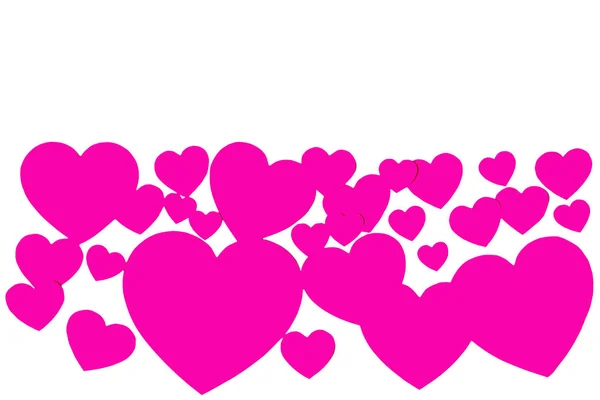 多くはピンク コピー スペースと白い背景の装飾的なフレームの形で紙の心です バレンタインのコンセプトのシンボルです 水平方向の画像 — ストック写真