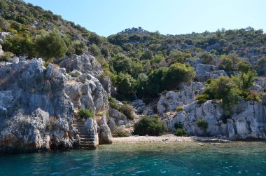 Kekova Adası üzerinde Dolikhiste Antik şehir kalıntıları 