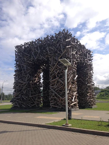 Art object \'Perm gate\' in Perm, Russia