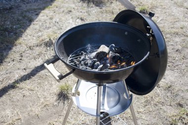 Izgara ızgaraüzerinde kömür ve odun yakma