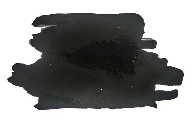Черные Чернила Фона Окрашены Кистью Белой Бумаге — стоковое фото