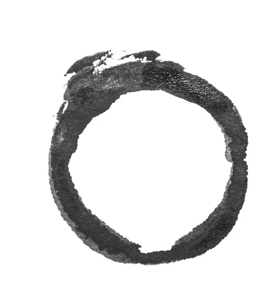 Fırça Konturu Daire Doku Siyah Beyaz Izole — Stok fotoğraf