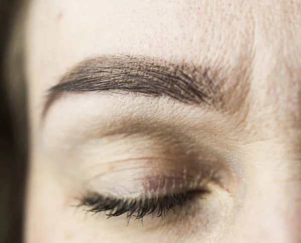 Make Eyebrow Makeup Blue Eyes — Stock Photo, Image