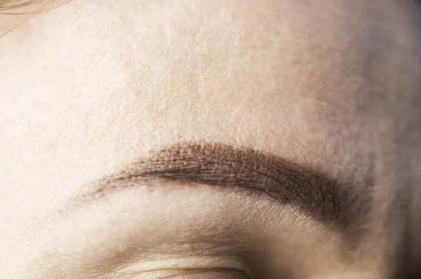 Make Eyebrow Makeup Blue Eyes — Stock Photo, Image