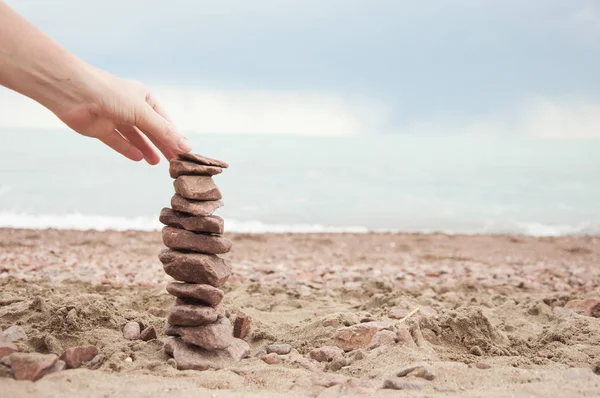 Nahaufnahme Eines Steinhaufens Strand — Stockfoto