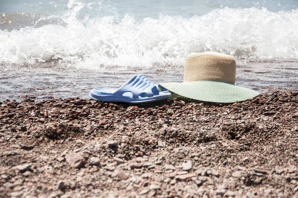 Flip Flops Sandale Strand Und Meer — Stockfoto
