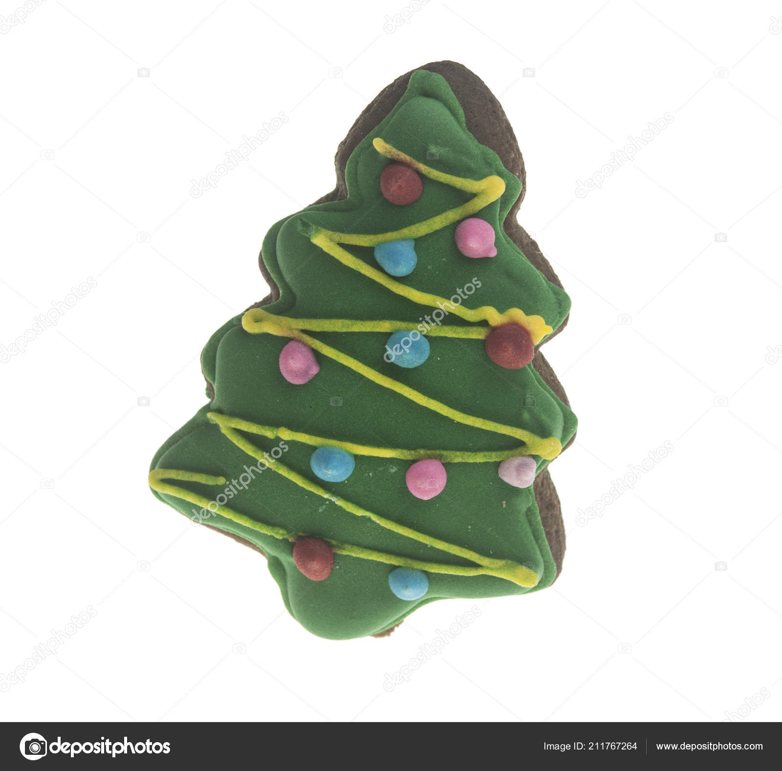 Cake Decoration Christmas Gingerbread Tree Cookies Isolated White Background Stock Photo C Inxti74 211767264