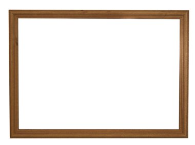 Koyu kahverengi doğal renk boş ahşap fotoğraf çerçevesi. Beyaz arka plan üzerinde izole