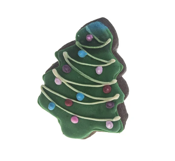 Dekoration Eller Christmas Tree Pepparkakor Isolerad Vit Bakgrund — Stockfoto