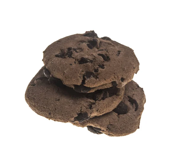 Deliciosas Galletas Chocolate Aisladas Sobre Fondo Blanco — Foto de Stock