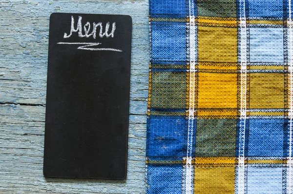 Restaurantkarte Draufsicht Auf Die Tafel Speisekarte Auf Dem Rustikalen Holztisch — Stockfoto