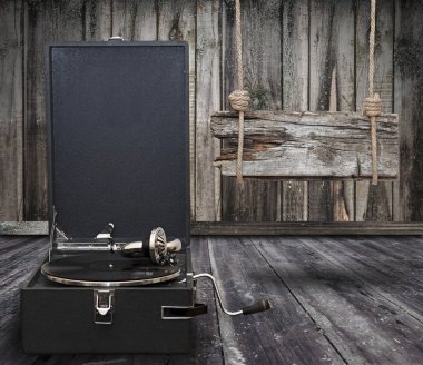 Antika gramofon, retro müzik oyuncu teknoloji vintage odası