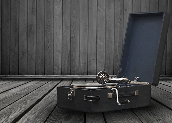 Vintage Grammofoon Retro Muziek Player Technologie Vintage Kamer — Stockfoto