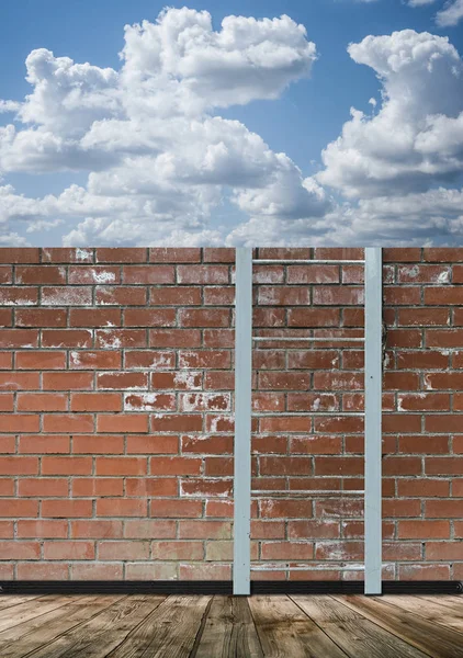 Kovové Schodiště Cihlovou Zeď Budovy — Stock fotografie