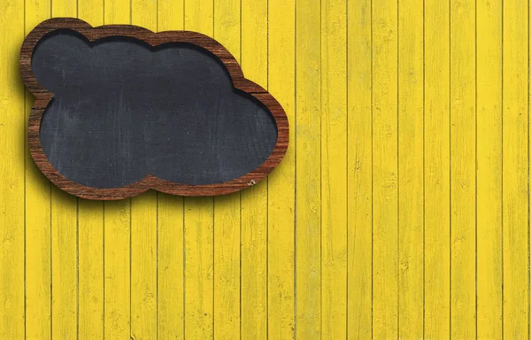 Speech Bubble Blackboard Wooden Wall Background — Stock Photo, Image