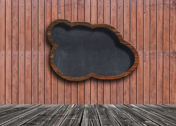 木製の壁の背景に音声バブル黒板 — ストック写真