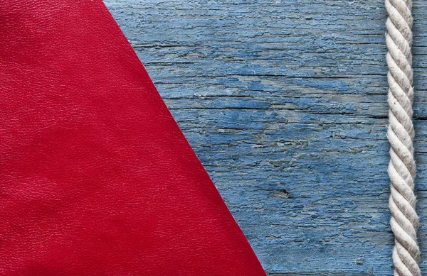 Rött Läder Ytstruktur Närbild Gränsen Trä Användbar Som Bakgrund För — Stockfoto