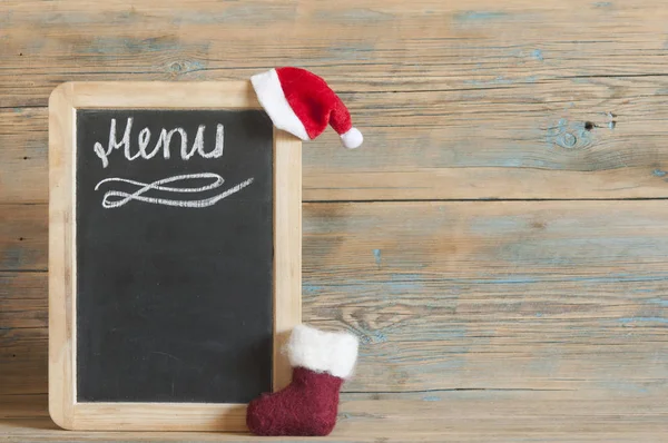 Weihnachtsmenü Kreide Handgeschrieben Über Vintage Retro Tafel Menü Restaurant Für — Stockfoto