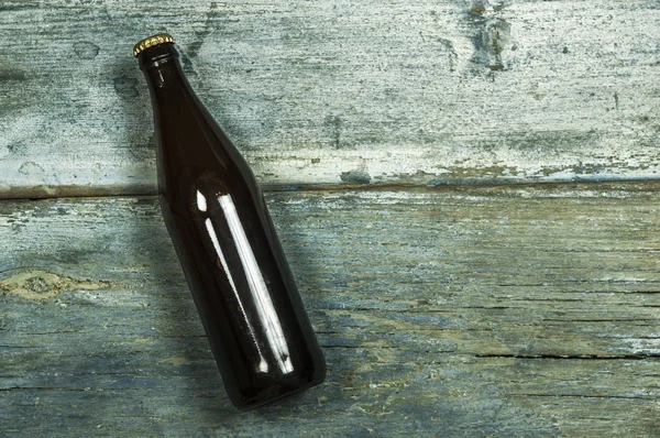 Bottle Beer Wooden Background — Stock Photo, Image