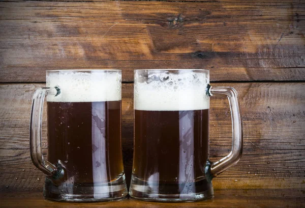 Glass Beer Wooden Table Mug Beer — Stock Photo, Image