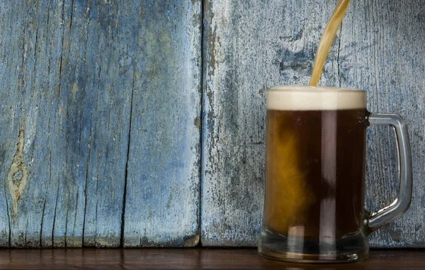 Glass Beer Wooden Table Mug Beer — Stock Photo, Image