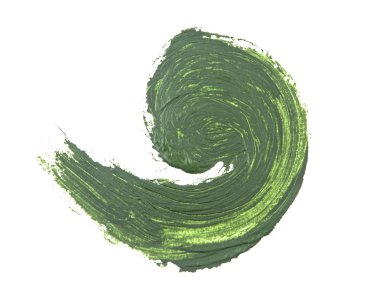 Beyaz kağıttaki boya fırçasının yeşil vuruşu