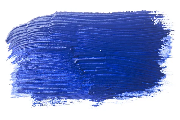 Koyu Mavi Inme Bir Beyaz Kağıt Üzerinde Boya Fırçası — Stok fotoğraf